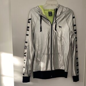 PINK Victoria's Secret Metallic Silver Hoodie
